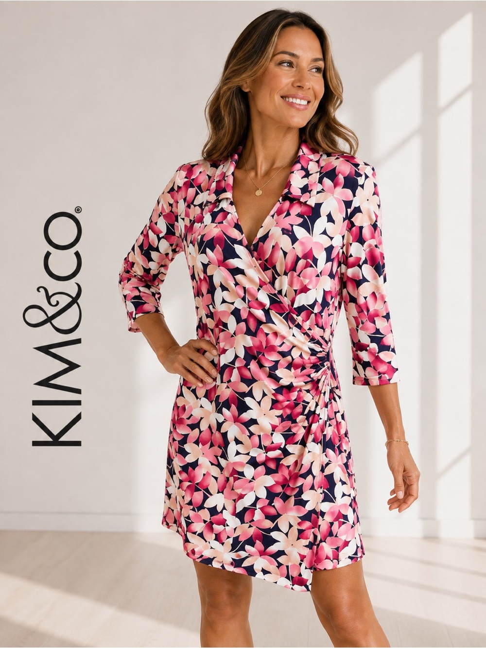 🌸 Kim & Co Floral Faux Wrap Dress | Size Medium